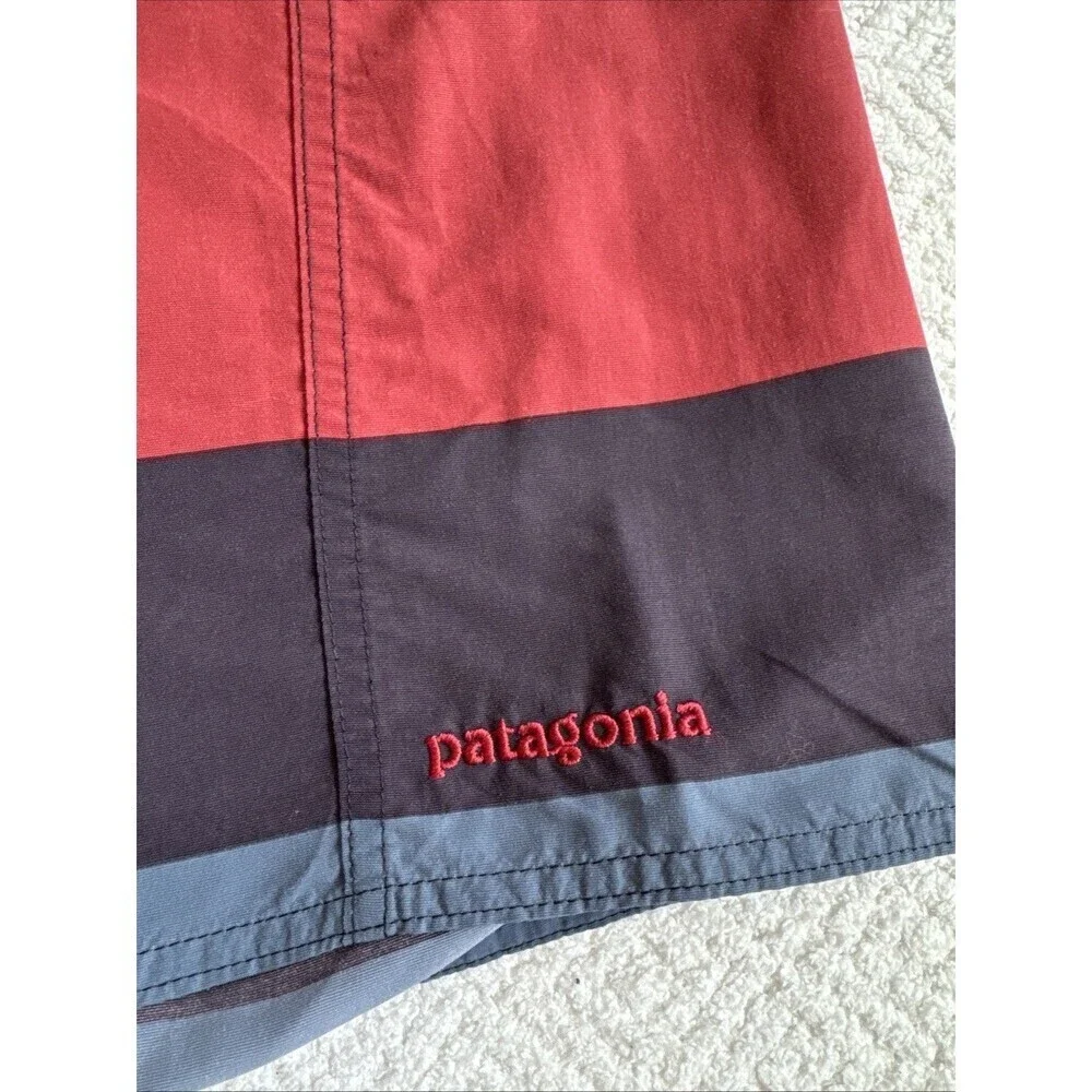 Patagonia Shorts Mens 36 Multicolor Striped Board Swim Trunks Drawstrings